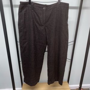 Eileen Fisher 100% Wool Brown Cuffed Dress Pant size XL